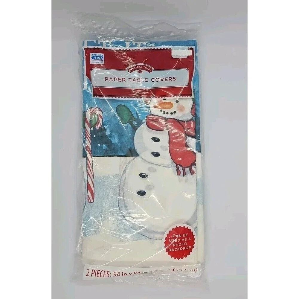 Let It Snow Snowman Christmas Paper Table Cover Use Photo Backdrop 54 × 84 Qty 3